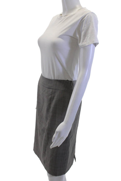 Lafayette 148 New York Womens Straight Pencil Plaid Gray Skirt Size 2P