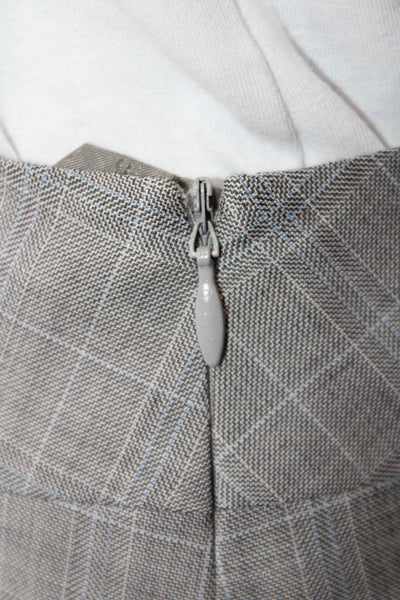 Lafayette 148 New York Womens Straight Pencil Plaid Gray Skirt Size 2P