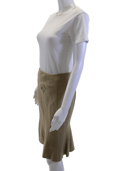 BCBG Max Azria Women Herringbone Wool Straight Pencil Skirt Beige Size 0
