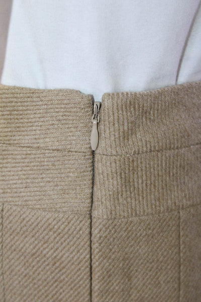 BCBG Max Azria Women Herringbone Wool Straight Pencil Skirt Beige Size 0