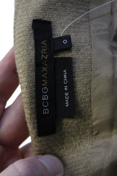 BCBG Max Azria Women Herringbone Wool Straight Pencil Skirt Beige Size 0