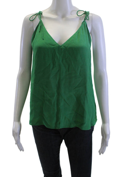 & Other Stories Women Camisole V Neck Green 100% Viscose Tie Sleeveless Size 0