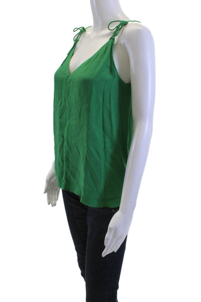 & Other Stories Women Camisole V Neck Green 100% Viscose Tie Sleeveless Size 0