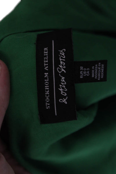 & Other Stories Women Camisole V Neck Green 100% Viscose Tie Sleeveless Size 0