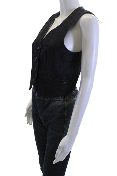 AG Adriano Goldschmied Women Dark Blue V-Neck Vest 90s Size S