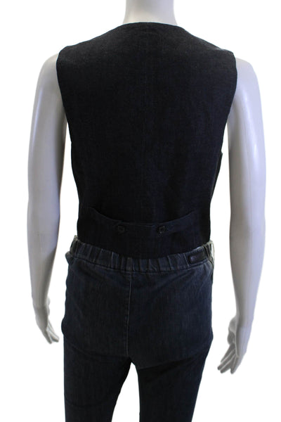 AG Adriano Goldschmied Women Dark Blue V-Neck Vest 90s Size S