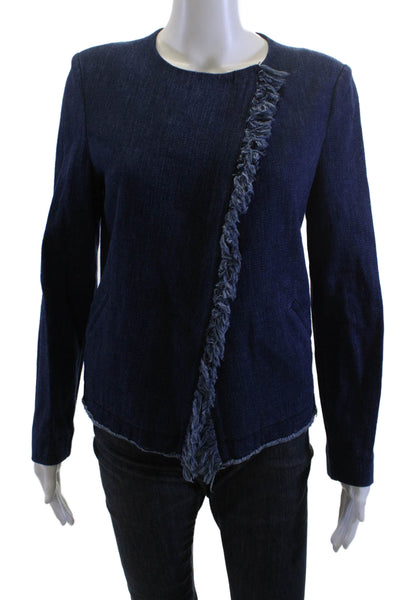 AG Adriano Goldschmied Women Dark Blue Cotton Long Sleeve Jacket Size S