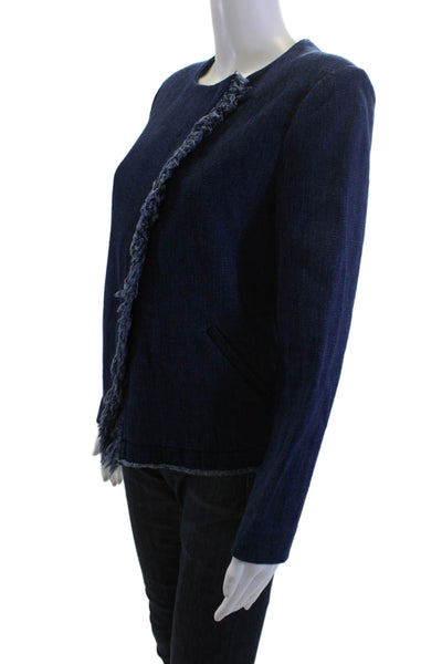 AG Adriano Goldschmied Women Dark Blue Cotton Long Sleeve Jacket Size S