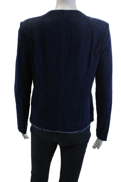 AG Adriano Goldschmied Women Dark Blue Cotton Long Sleeve Jacket Size S