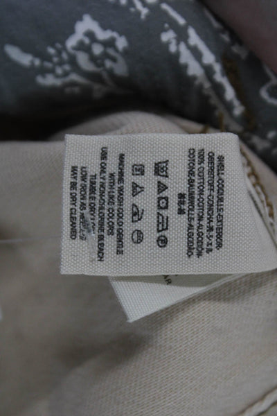 Free People Womens Beige Cotton Collared Button Boho Jacket Petite Size S