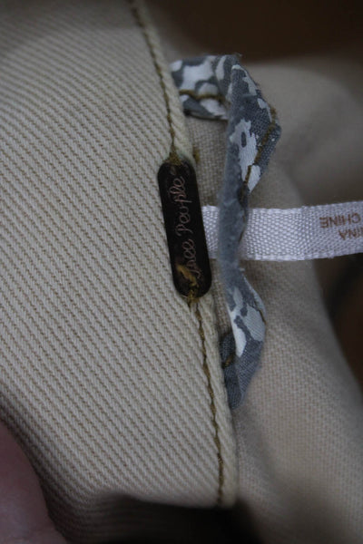 Free People Womens Beige Cotton Collared Button Boho Jacket Petite Size S