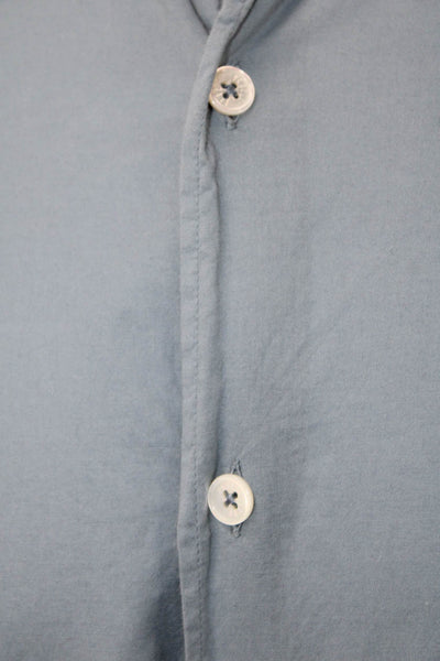 Fedeli Mens Cotton Collared Long Sleeve Button Up Shirt Blue Size 42