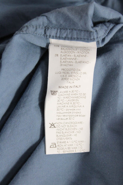 Fedeli Mens Cotton Collared Long Sleeve Button Up Shirt Blue Size 42