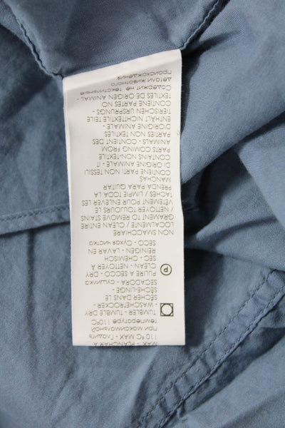 Fedeli Mens Cotton Collared Long Sleeve Button Up Shirt Blue Size 42