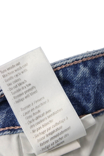 Paige Women Blue Cropped Wide Leg Jeans Mid Rise Inseam 27 Size 34