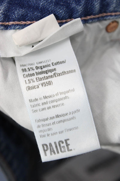 Paige Women Blue Cropped Wide Leg Jeans Mid Rise Inseam 27 Size 34