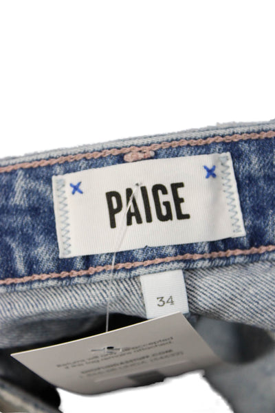 Paige Women Blue Cropped Wide Leg Jeans Mid Rise Inseam 27 Size 34