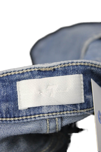 7 For All Mankind Women Cropped Wide Leg Blue Jeans Size 34
