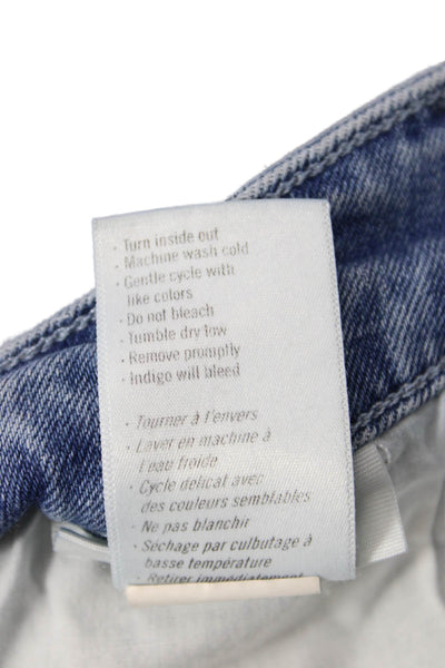 Paige Women Wide Leg Cropped Jeans Blue High Rise Button Size 34
