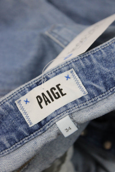Paige Women Wide Leg Cropped Jeans Blue High Rise Button Size 34