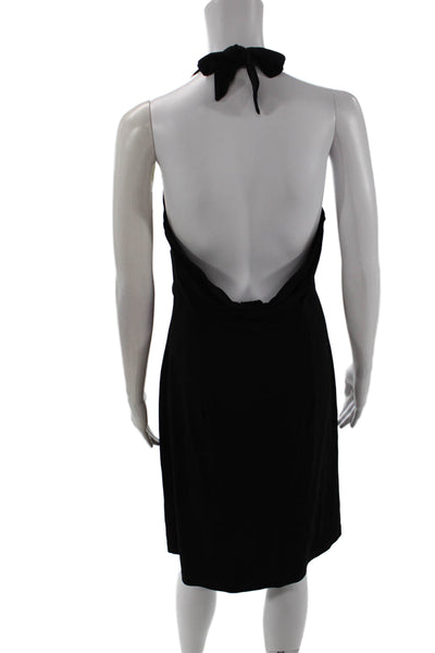 BCBG Max Azria Women Black Slip Dress V Neck Knee Length Sleeveless Size S