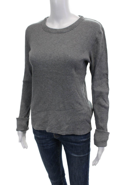WSLY Women Basic Gray T-Shirt Long Sleeve Crew Neck Size L