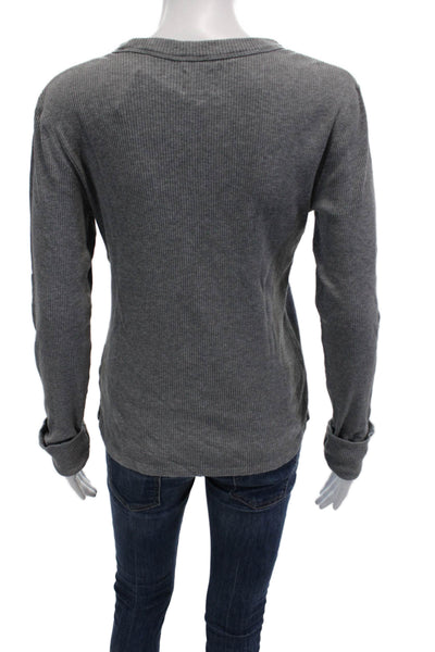 WSLY Women Basic Gray T-Shirt Long Sleeve Crew Neck Size L