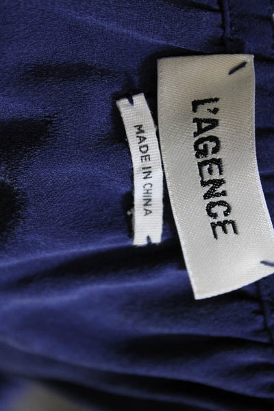 L'Agence Women Bohemian Dark Blue Silk Blend 3/4 Sleeve Blouse Size M