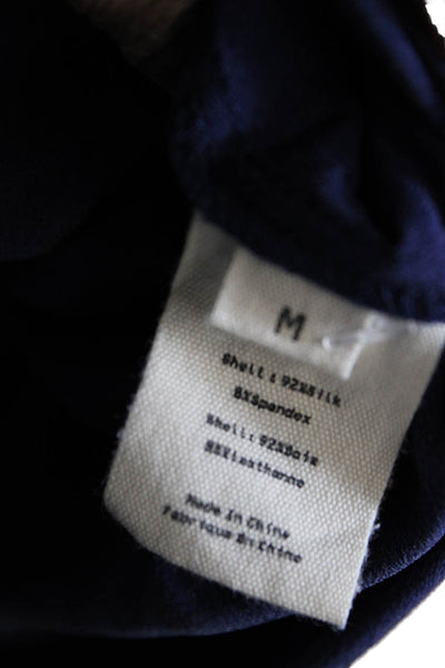 L'Agence Women Bohemian Dark Blue Silk Blend 3/4 Sleeve Blouse Size M