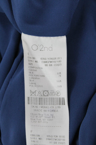 O'2nd Womens Sheath Dress Blue Silk Sleeveless Petite Knee Length Size 2
