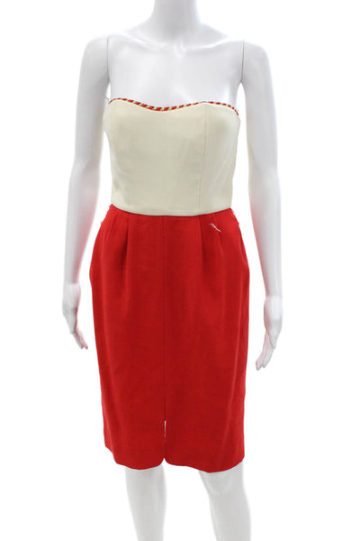 Anne Klein Women Pencil Dress Beige Wool Sleeveless Knee Length Size 4
