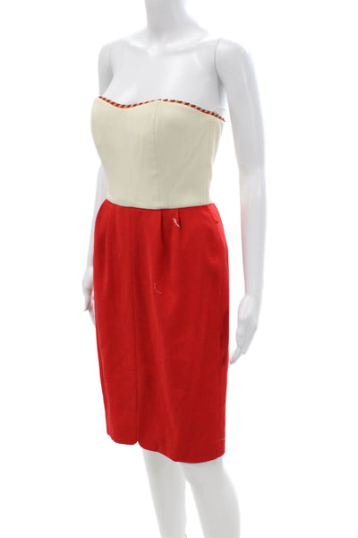 Anne Klein Women Pencil Dress Beige Wool Sleeveless Knee Length Size 4