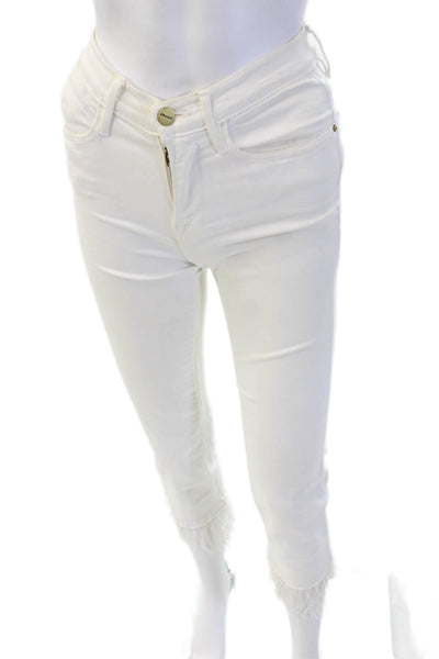 Frame Womens Cropped Skinny Mid-Rise White Jeans Size 24