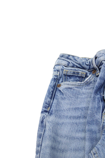Zara Womens Boyfriend Mom Jeans Mid Rise Blue Cotton Blend Inseam 24 Size 0