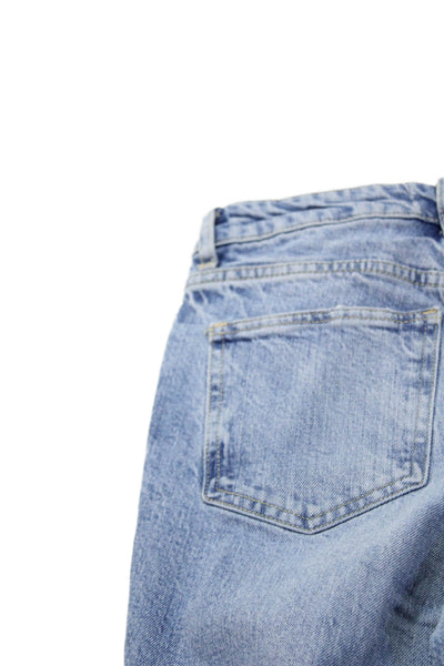 Zara Womens Boyfriend Mom Jeans Mid Rise Blue Cotton Blend Inseam 24 Size 0