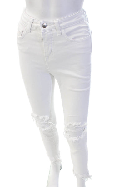 L'Agence Womens Skinny Jeans White Mid-Rise Button Closure Size 24