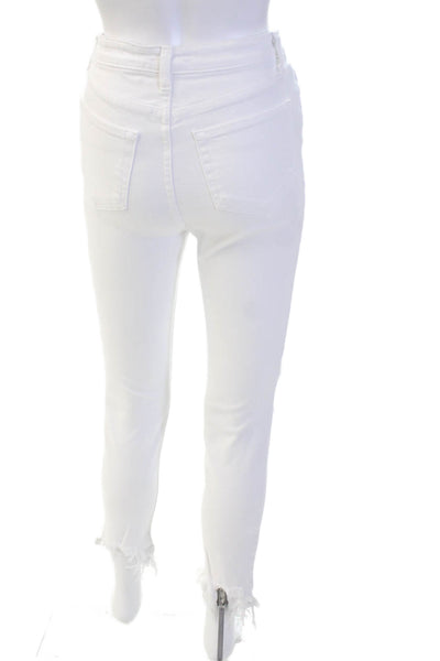 L'Agence Womens Skinny Jeans White Mid-Rise Button Closure Size 24