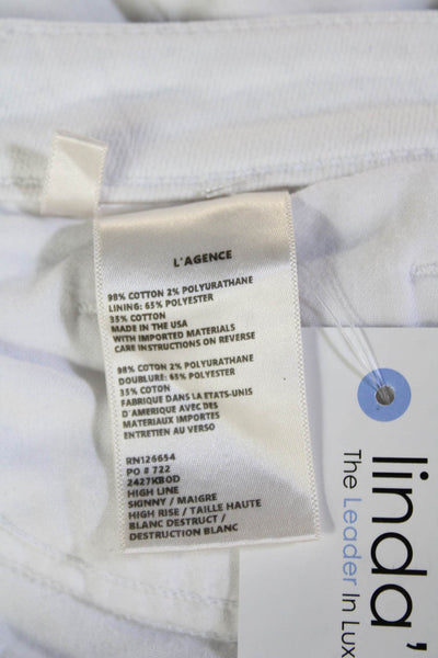 L'Agence Womens Skinny Jeans White Mid-Rise Button Closure Size 24