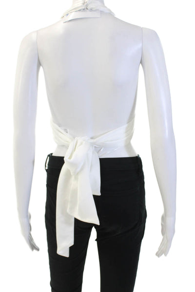 Zara Womens Cropped Tie Front Sleeveless White Top Polyester Size XS