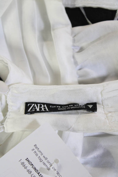 Zara Womens Cropped Tie Front Sleeveless White Top Polyester Size XS