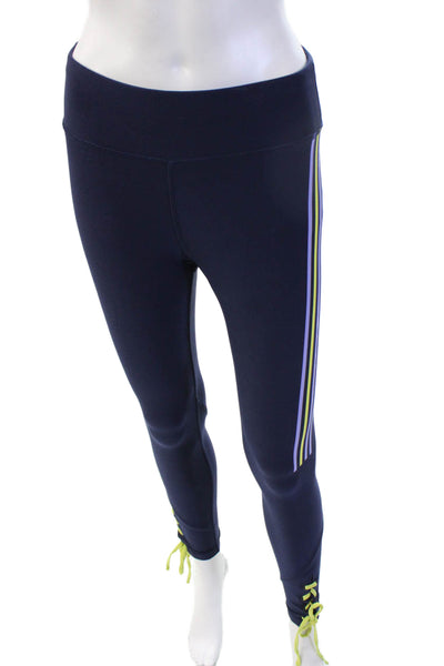 Splendid Womens Ankle Leggings Dark Blue Striped Drawstring Size S
