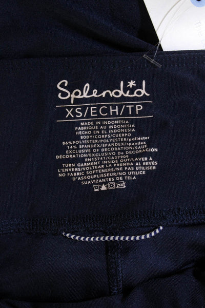 Splendid Womens Ankle Leggings Dark Blue Striped Drawstring Size S