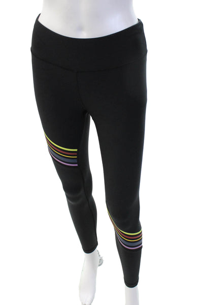 Splendid Women Ankle Black Rainbow Striped Leggings Size S