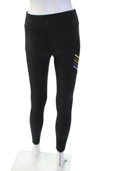 Splendid Women Ankle Black Rainbow Striped Leggings Size S