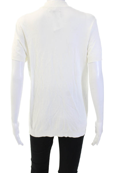 Zara Womens Mock Neck Band T-Shirt Short Sleeve White Classic Size M