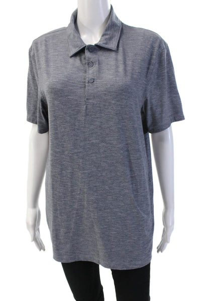 J Crew Mens Collared Short Sleeve Polo Dark Gray Solid Button Size S