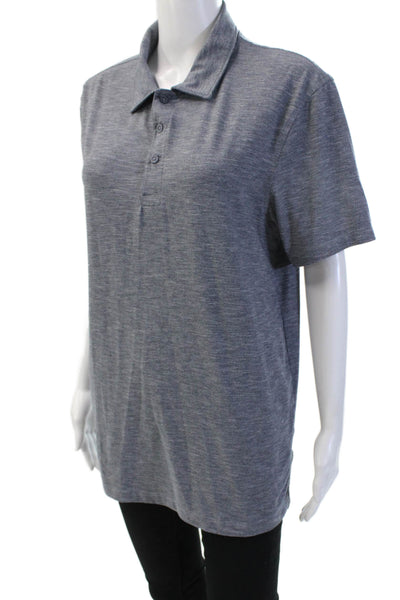 J Crew Mens Collared Short Sleeve Polo Dark Gray Solid Button Size S