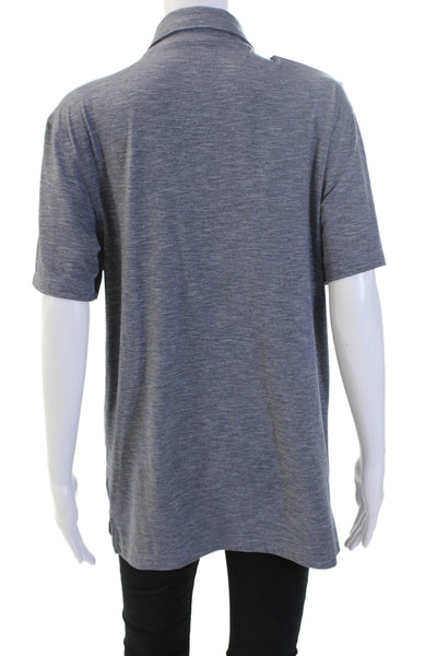 J Crew Mens Collared Short Sleeve Polo Dark Gray Solid Button Size S