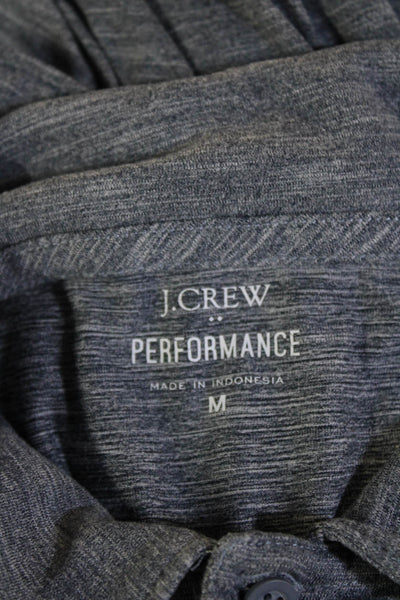 J Crew Mens Collared Short Sleeve Polo Dark Gray Solid Button Size S