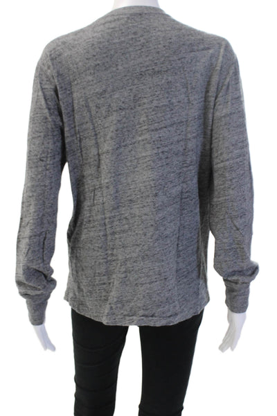 J Crew Mens Gray Cotton Crew Neck Long Sleeve Button Classic Top Size M